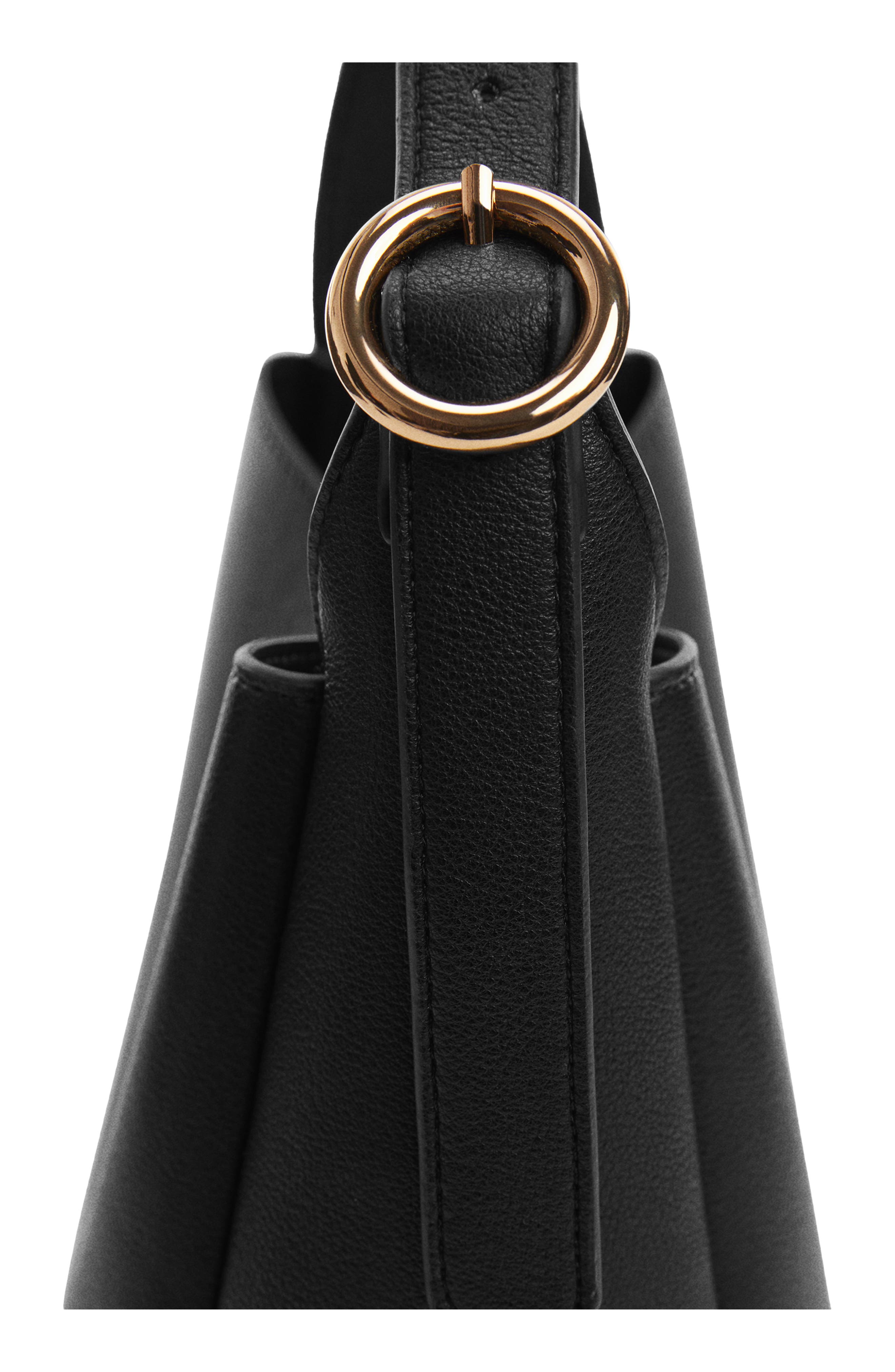 MANGO Statement Buckle Faux Leather Hobo Bag, Alternate, color, 