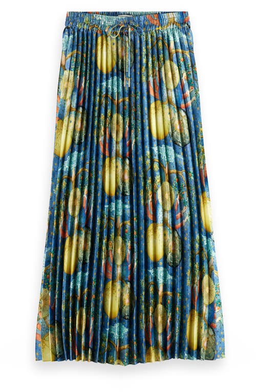Scotch & Soda Mixed Print Pleated Satin Skirt In Embassy Tree Aop