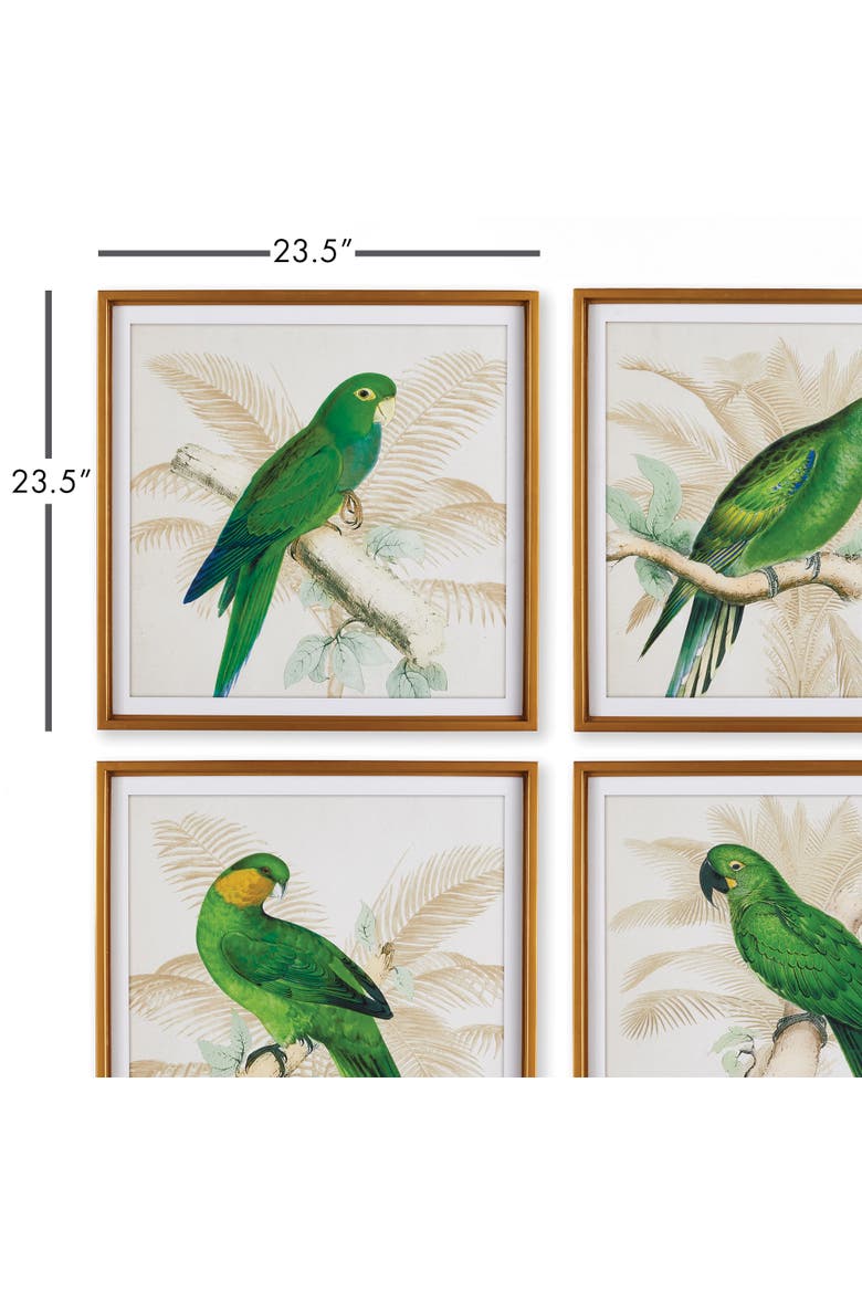 Green Parrots Study Set of 4, Alternate, color, Blue