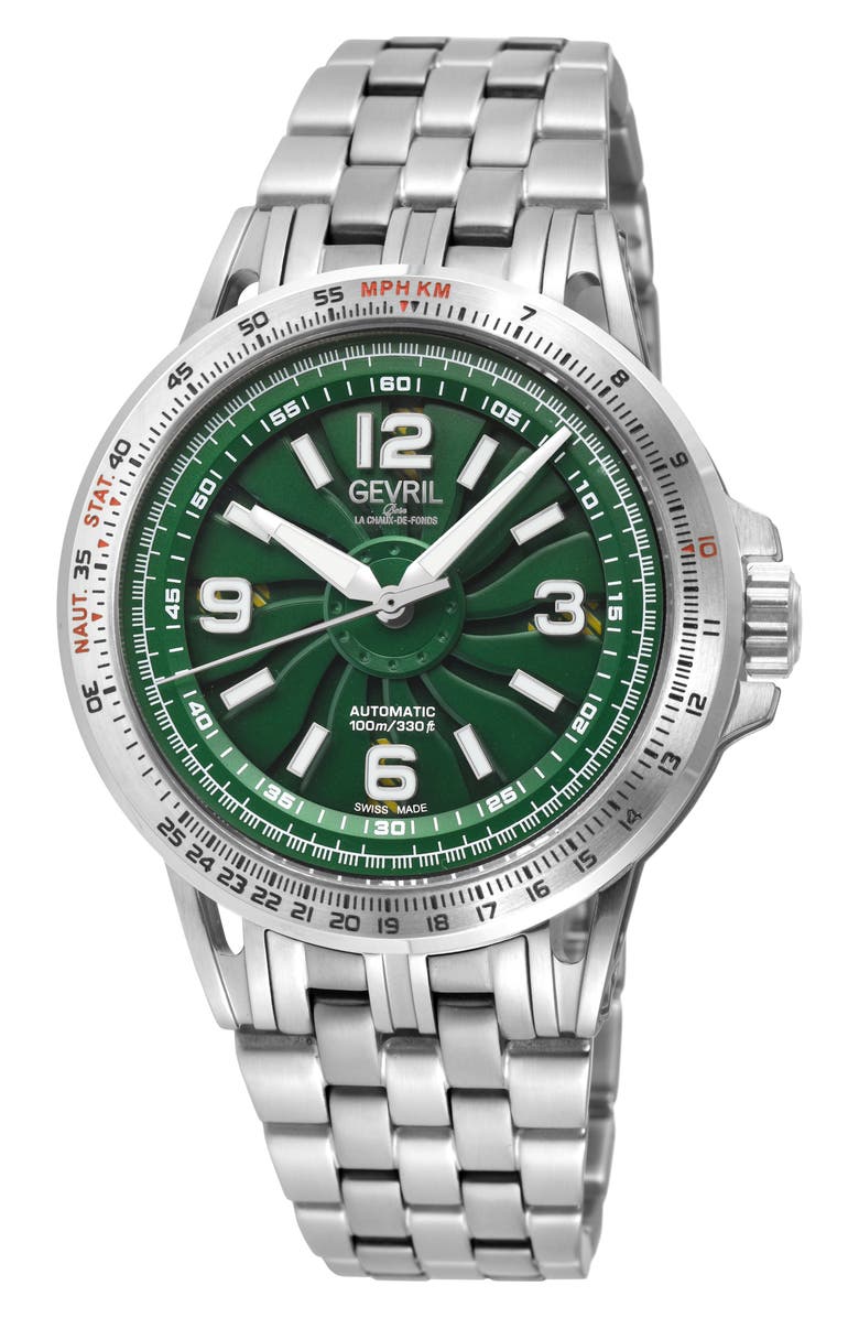 GEVRIL Wind Master Automatic Bracelet Watch, 44mm, Main, color, Silver