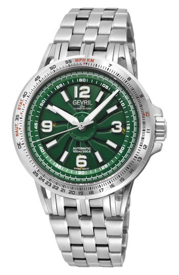 Gevril Wind Master Automatic Bracelet Watch, 44mm In Silver