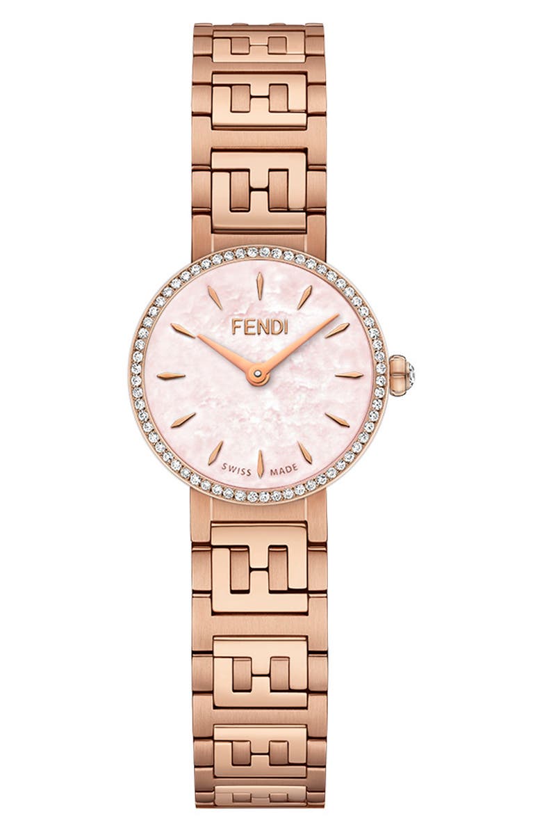 Fendi Forever Fendi Diamond Bracelet Watch, 19mm - 0.16ct., Main, color, Rosegold