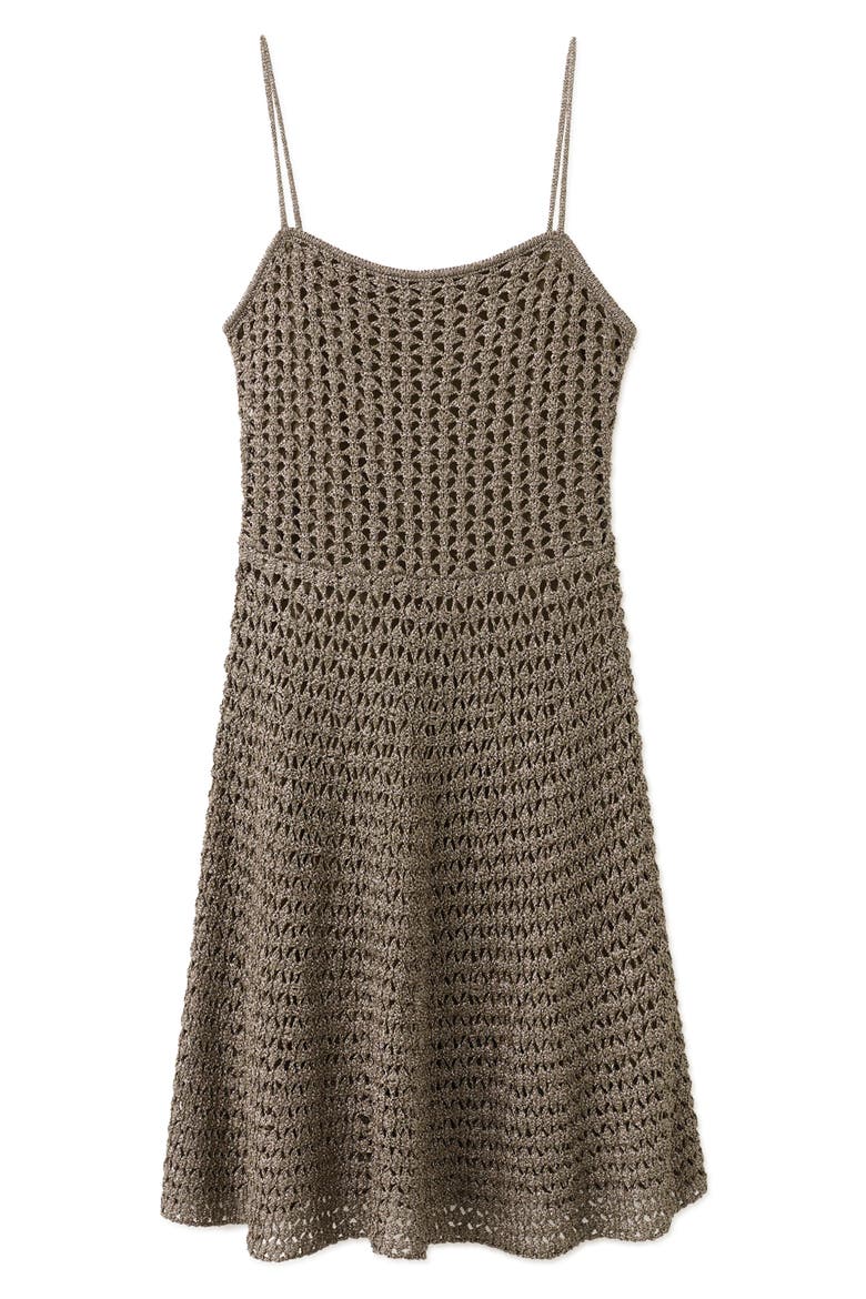 Crocheted Lurex Dress, Main, color, BROWN
