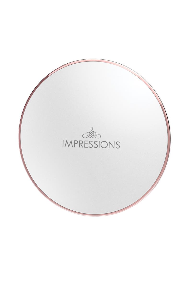 Coco LED Compact Mirror, Main, color, White with rose gold trim