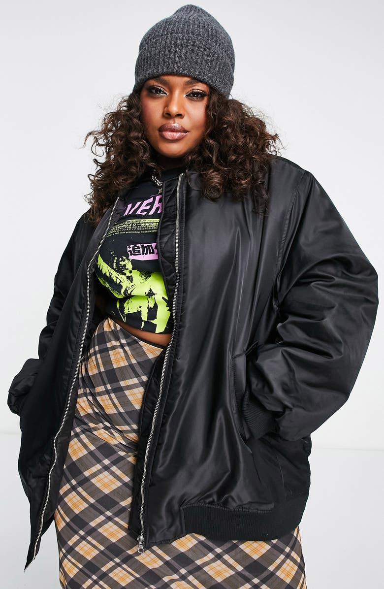 ASOS DESIGN Curve Oversize Bomber Jacket, Alternate, color,