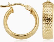 Oradina 14K Yellow Gold Moto Mini Hoops