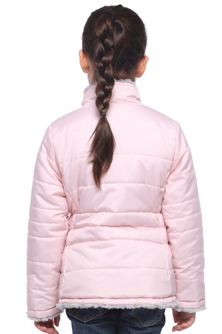 Kids' Reversible Fleece Puffer Jacket, Alternate, color, Frost Gray/ Chalk Pink