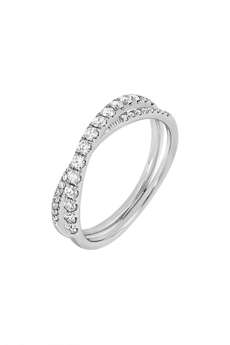 Diamond Crossover Ring (Nordstrom Exclusive), Main, color, 18K WHITE GOLD