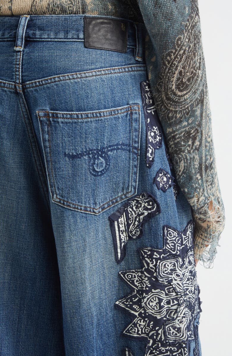 R13 Jesse Pleated Denim Bermuda Shorts, Alternate, color, Crushed Blue Bandana