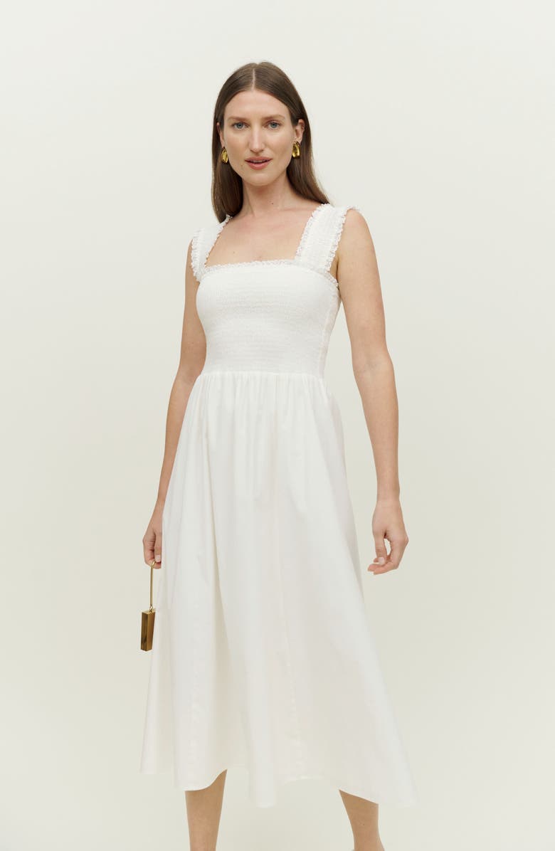 Reformation Villa Smocked Stretch Cotton Sundress, Alternate, color, 