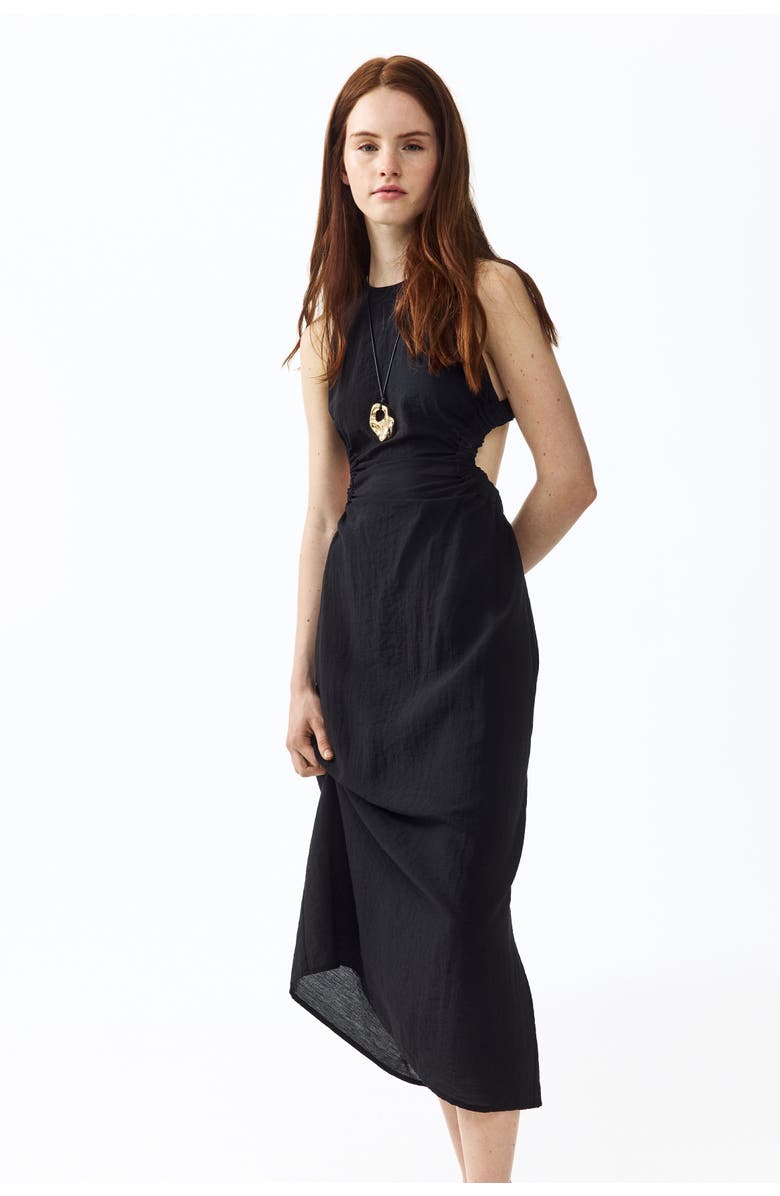 H&M Open-back Maxi Dress, Alternate, color, Black