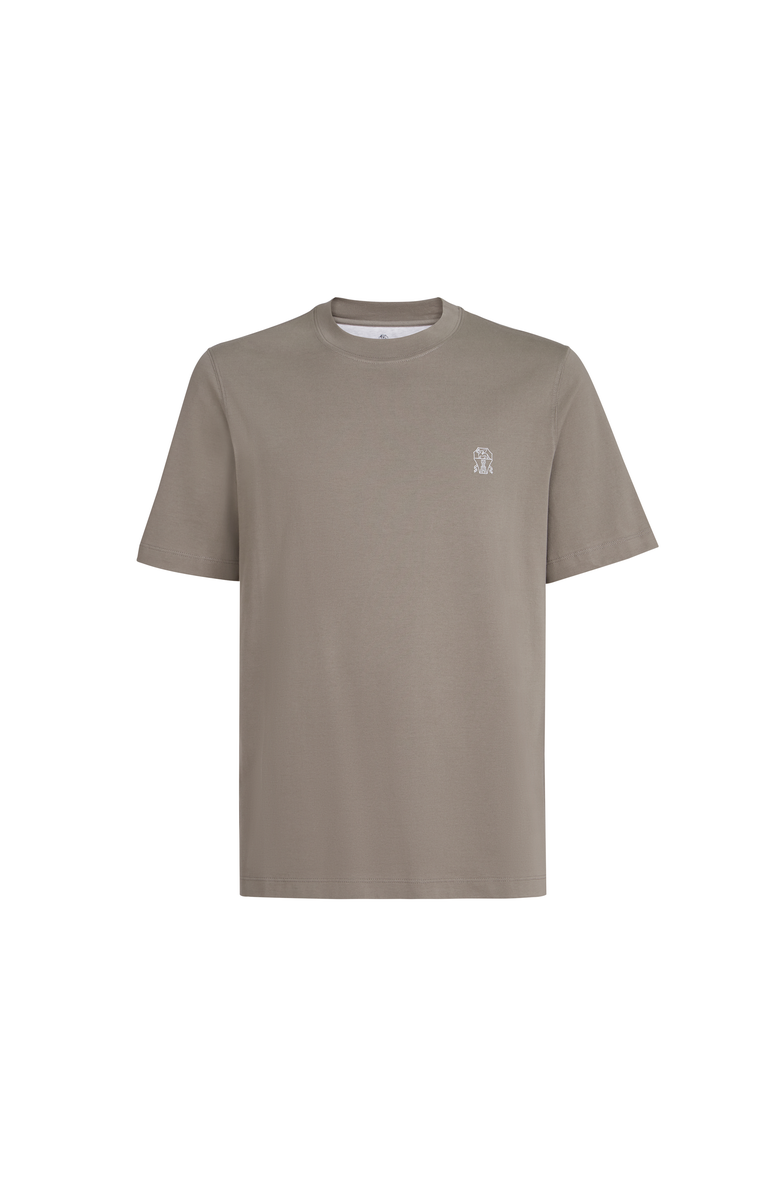 Brunello Cucinelli Jersey T-shirt with logo, Main, color, Khaki