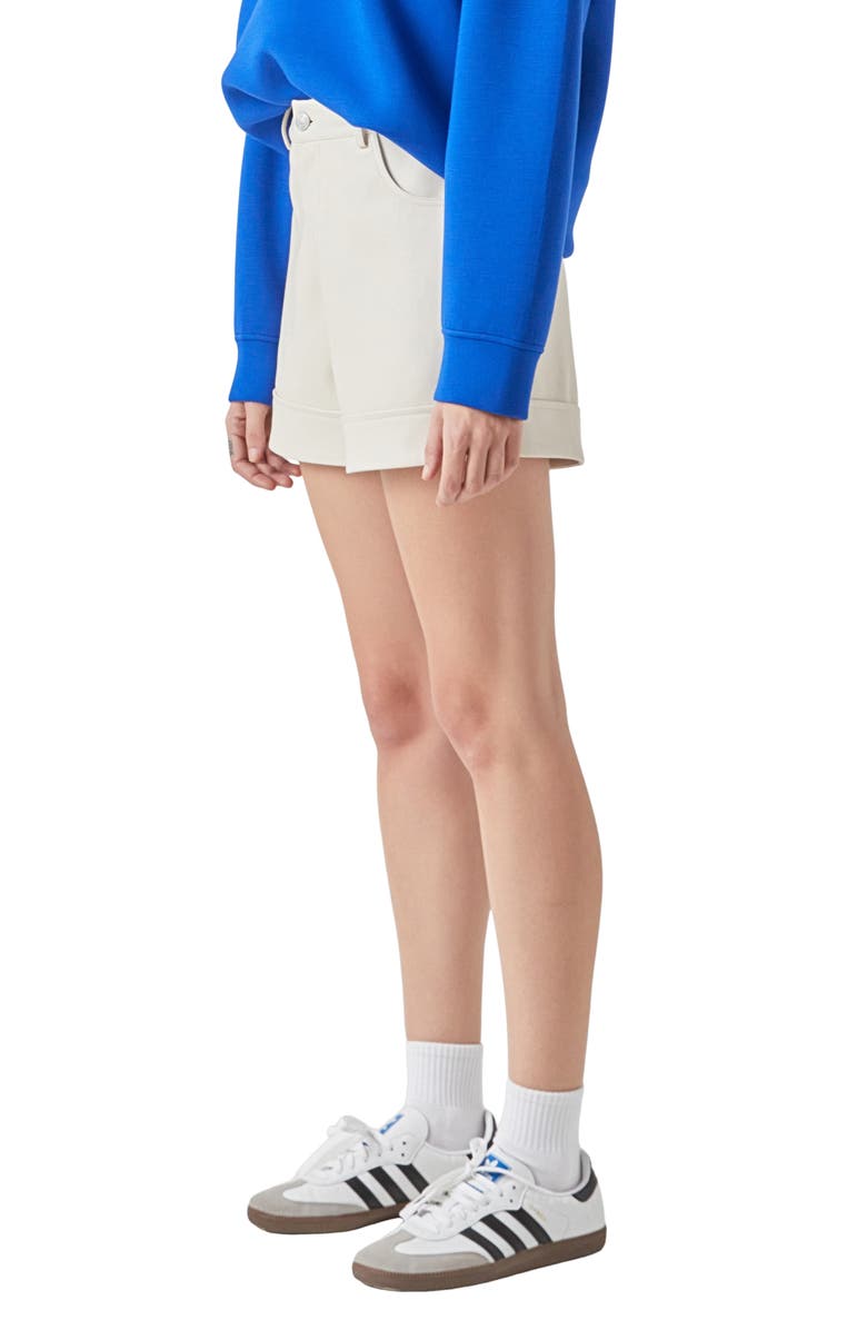 Grey Lab High Waist Faux Leather Shorts, Alternate, color, Cream