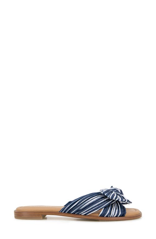 Kensie Renata Bow Slide Sandal In Navy Stripe