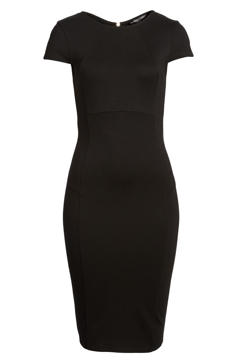 Felicity 
Coco CAP SLEEVE PONTE SHEATH MIDI DRESS, Main, color, 