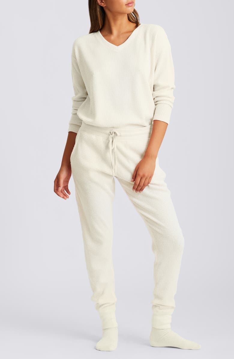 Papinelle Supersoft Waffle Pajamas, Main, color, Ecru