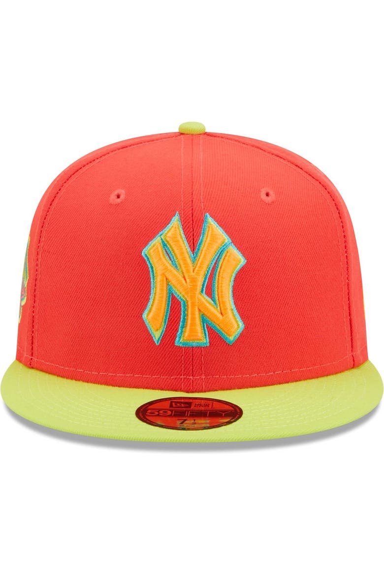 Men's New Era Red/Neon Green New York Yankees   Lava Highlighter Combo 59FIFTY Fitted Hat, Alternate, color, Red