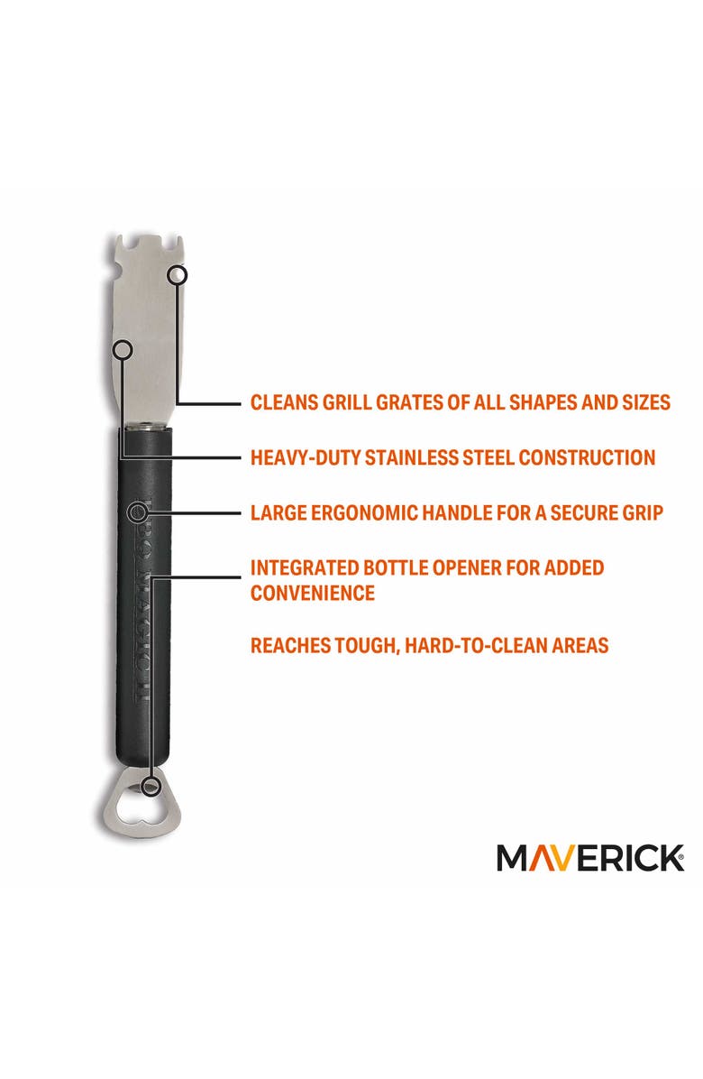 Maverick Stainless Steel Grill Scraper, Alternate, color, Black