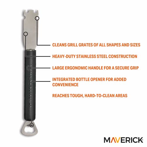 Maverick Stainless Steel Grill Scraper In Black