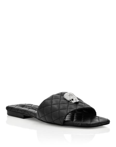 Matelasse Slides Crystal Skull Women