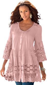 Roaman's Lace Illusion Blouse