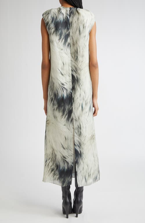 Brandon Maxwell The Margaux Fur Print Sleeveless Silk Maxi Dress In Multi
