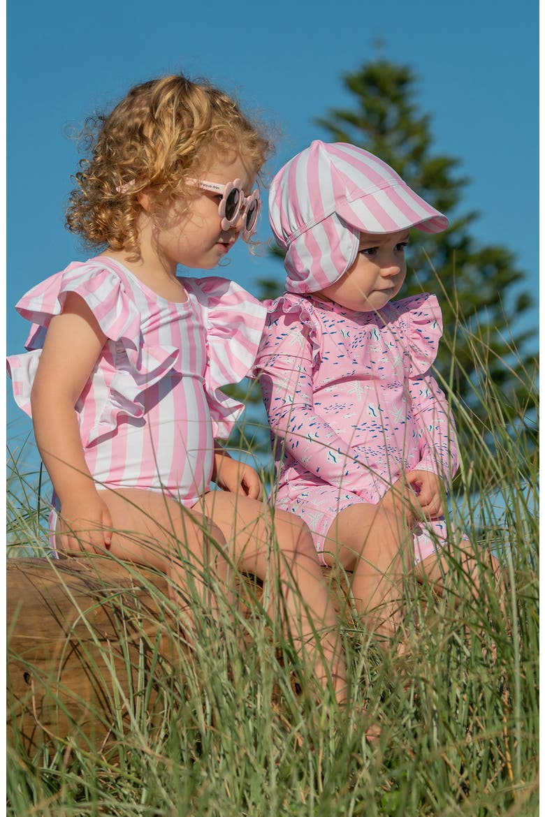 Wide Frill One-Piece Swimsuit, Alternate, color, PINK