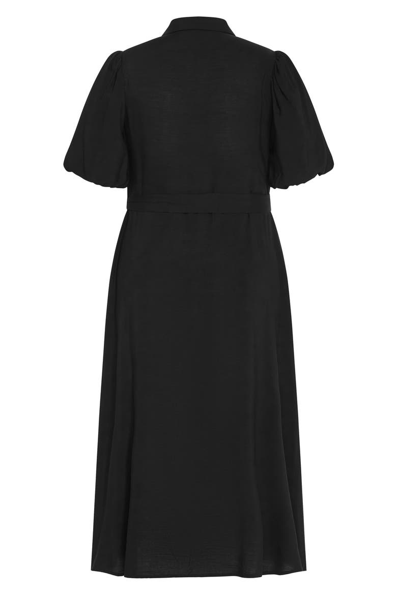 Freya Puff Sleeve Tie Belt Shirtdress, Alternate, color, BLACK
