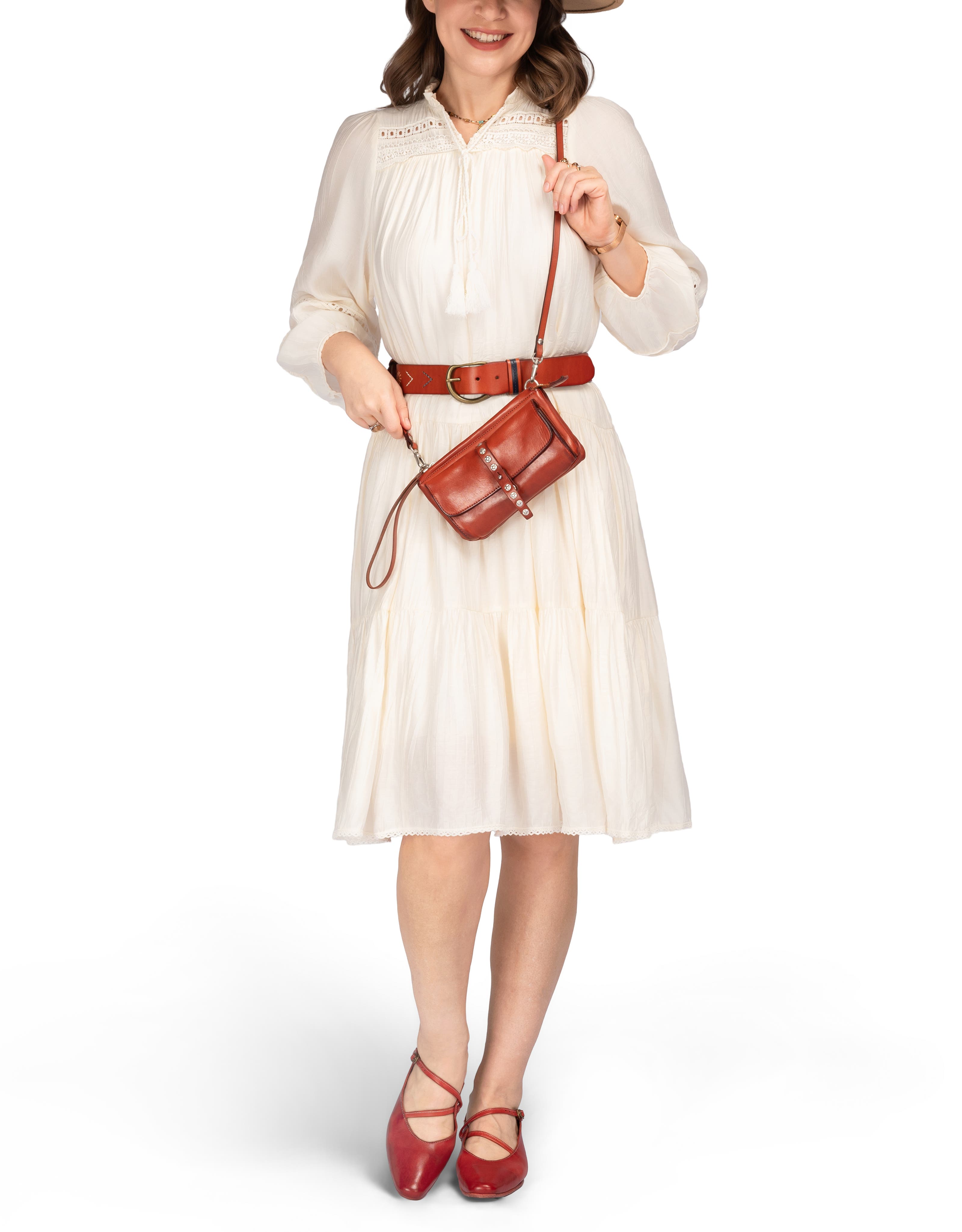 Monarda Genuine Leather Structured Convertible Crossbody, Alternate, color, Cognac