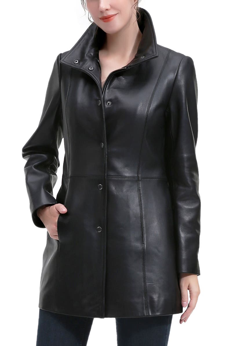 Kimi & Kai Ivy Leather Car Coat, Alternate, color, Black