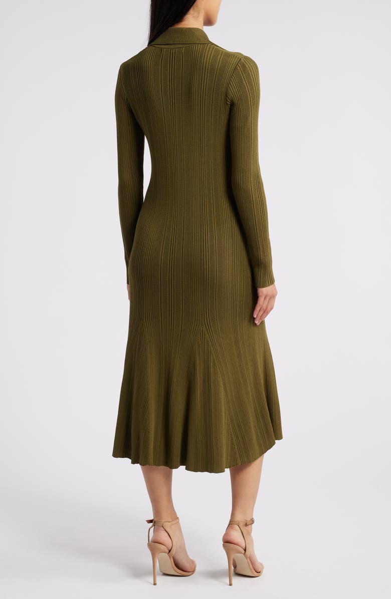 Julia Jordan Variegated Rib Long Sleeve Midi Sweater Dress, Alternate, color, Avocado