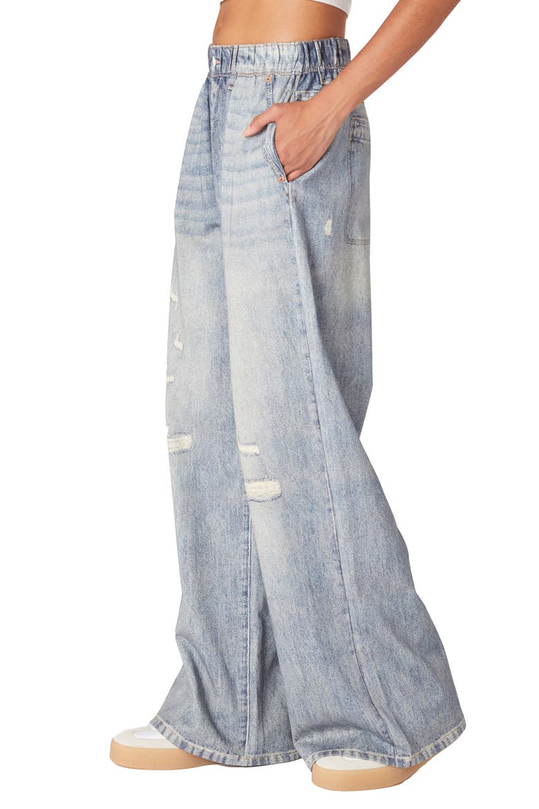 Low Rise Distressed Wide Leg Jeans, Alternate, color, DEEP DIVE