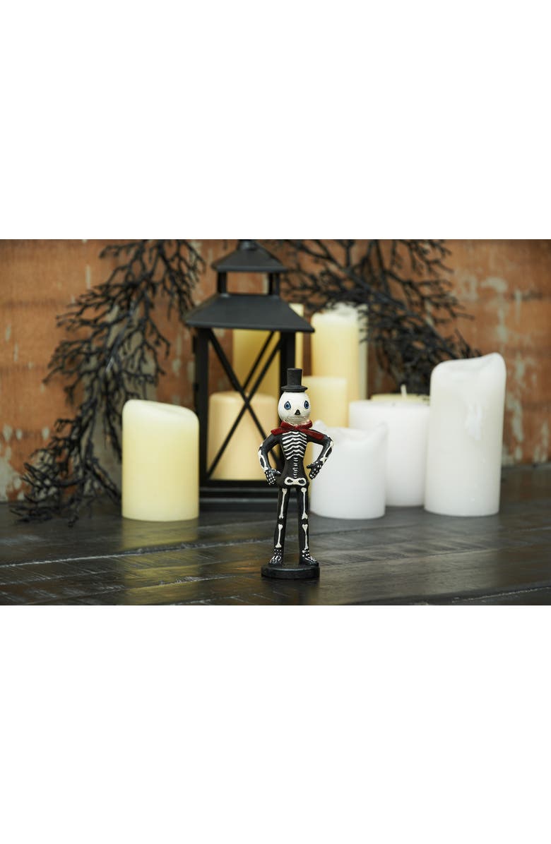 Gallerie II Skelly Skeleton Halloween Folk Art Doll Figurine Joe Spencer Gathered Traditions Collectible, Alternate, color, Black