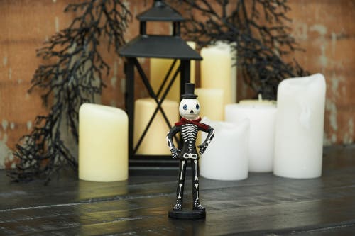 Gallerie Ii Skelly Skeleton Halloween Folk Art Doll Figurine Joe Spencer Gathered Traditions Collect In Black