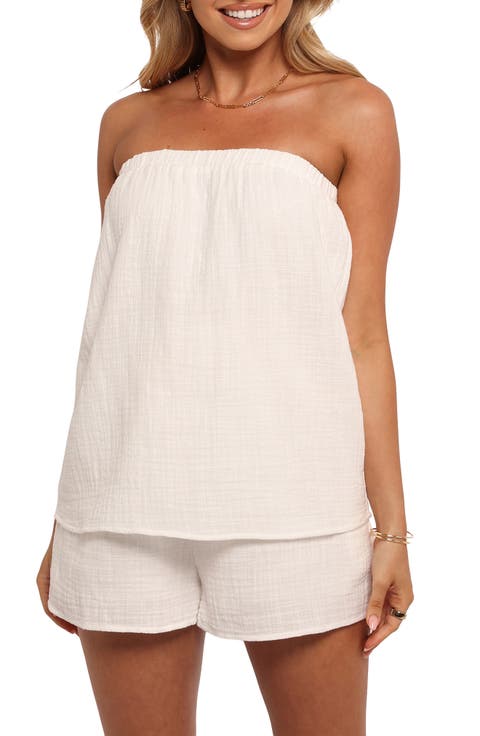 Alicent Strapless Cotton Romper