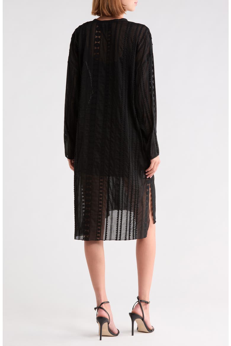 Long Sleeve Lace Detail Dress, Alternate, color, BLACK