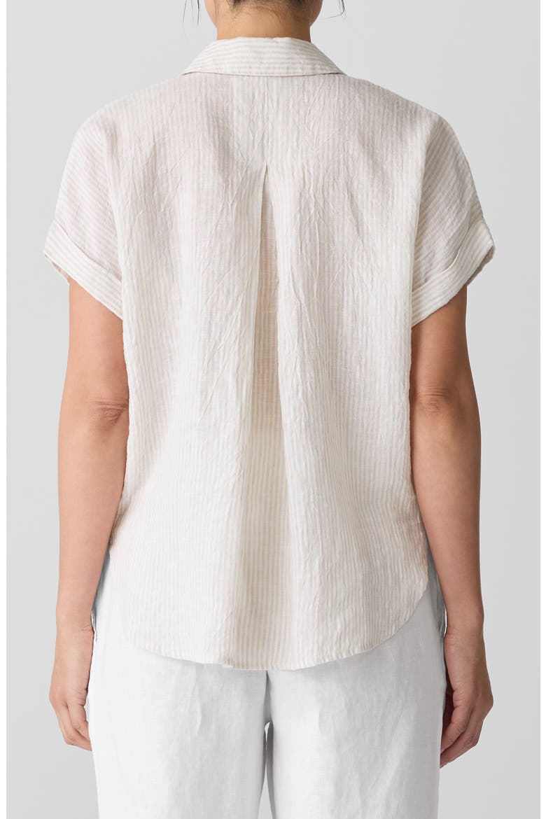 Notched Collar Organic Linen Top, Alternate, color, CHALK