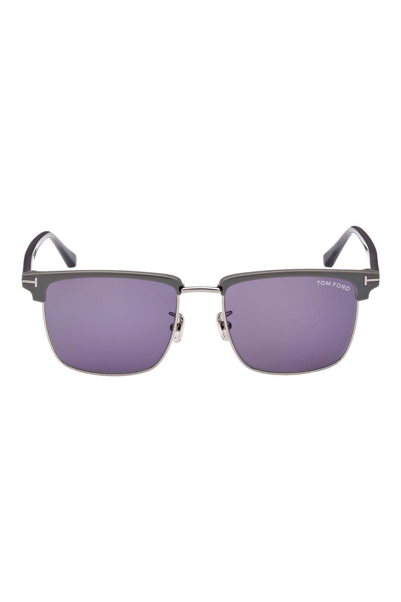 Hudson 55mm Square Sunglasses, Main, color, LIGHT RUTHENIUM/ BLUE