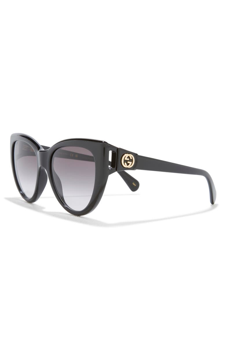 Gucci 56mm Cat Eye Sunglasses, Alternate, color, Black Black Grey