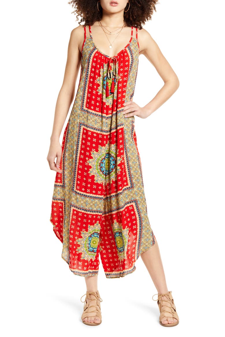 Athens Jumpsuit, Main, color, RED/ BEIGE