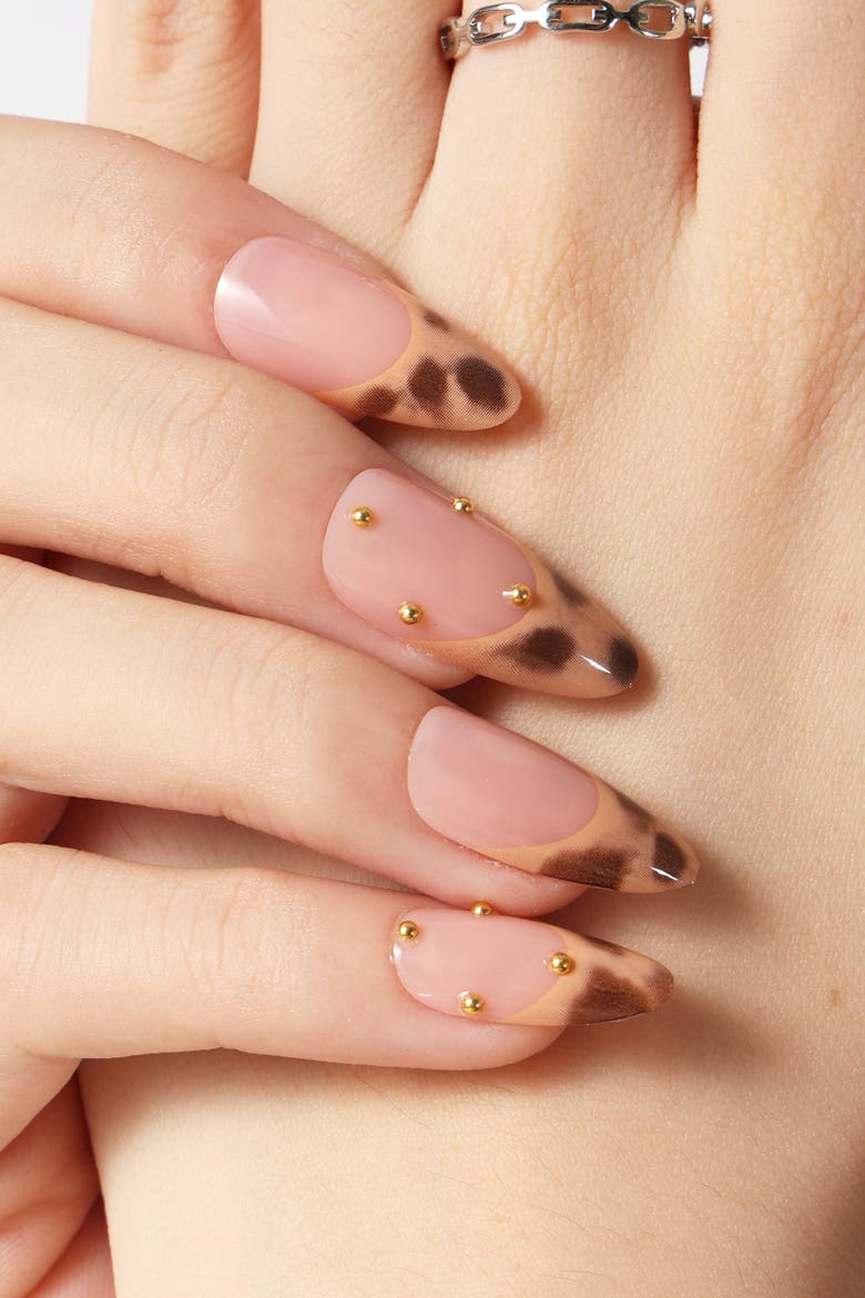 French Leopard French Tip Press On Nails, Alternate, color, Brown