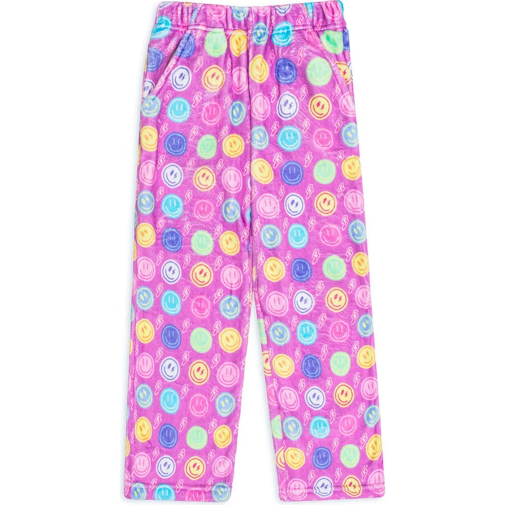 Preppy Goose Plush Smiley Faces Loungewear Pant In Multi