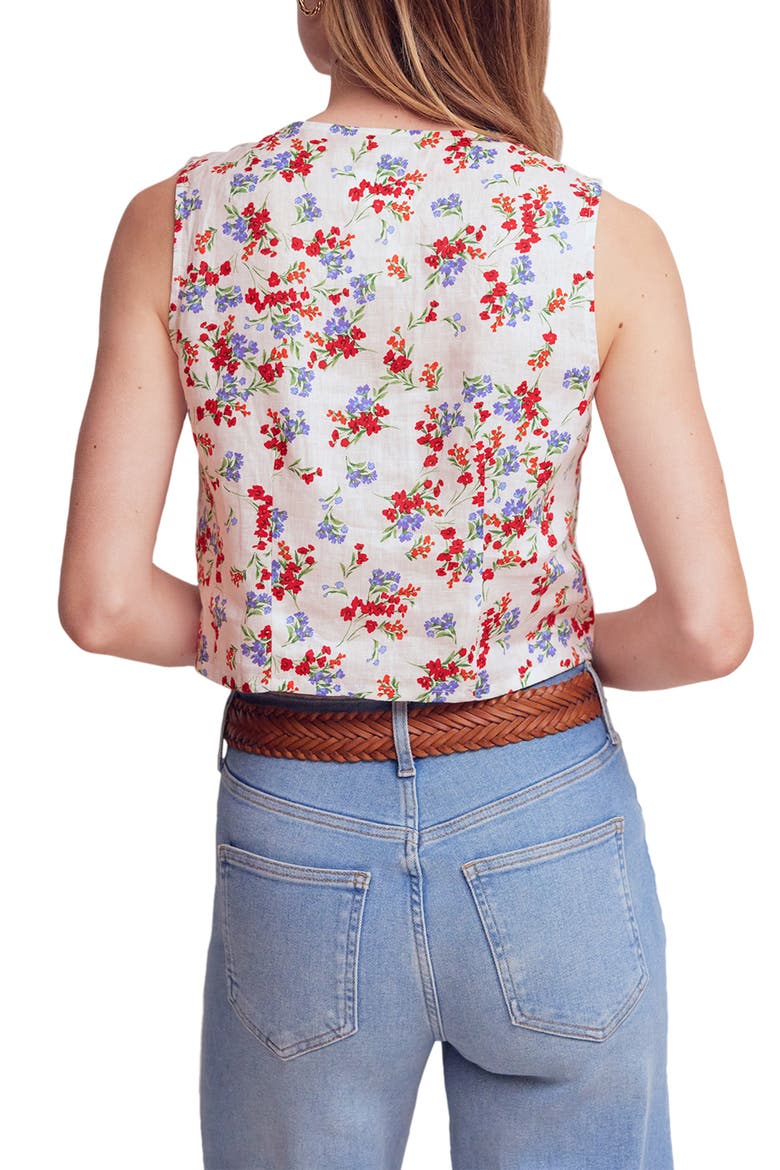 Andrea Crop Linen Top, Alternate, color, IVORY FLORAL