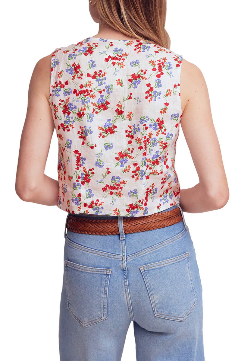 Boden Andrea Crop Linen Top, Alternate, color, Ivory Floral