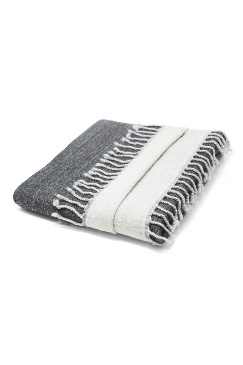 Reversible Merino Wool Throw Blanket, Main, color, GREY/ IVORY