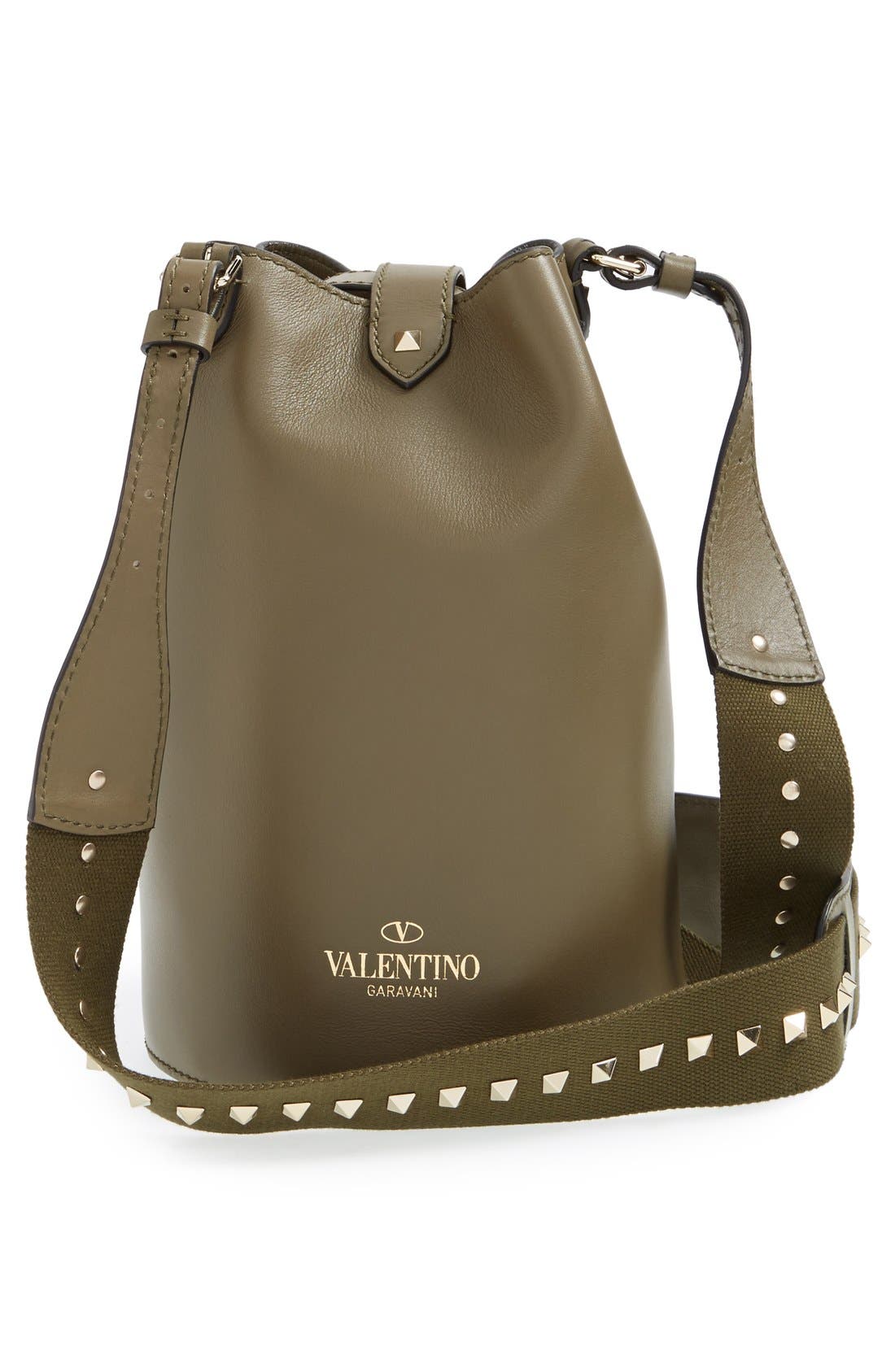 'Rockstud' Bucket Bag, Alternate, color, ARMY GREEN
