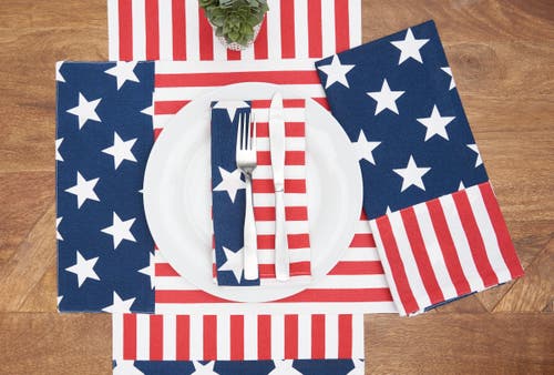 C & F Home C&f Home Stars And Stripes 4th Of July Patriotic Cotton Table Runner 13" X 72" In Blue