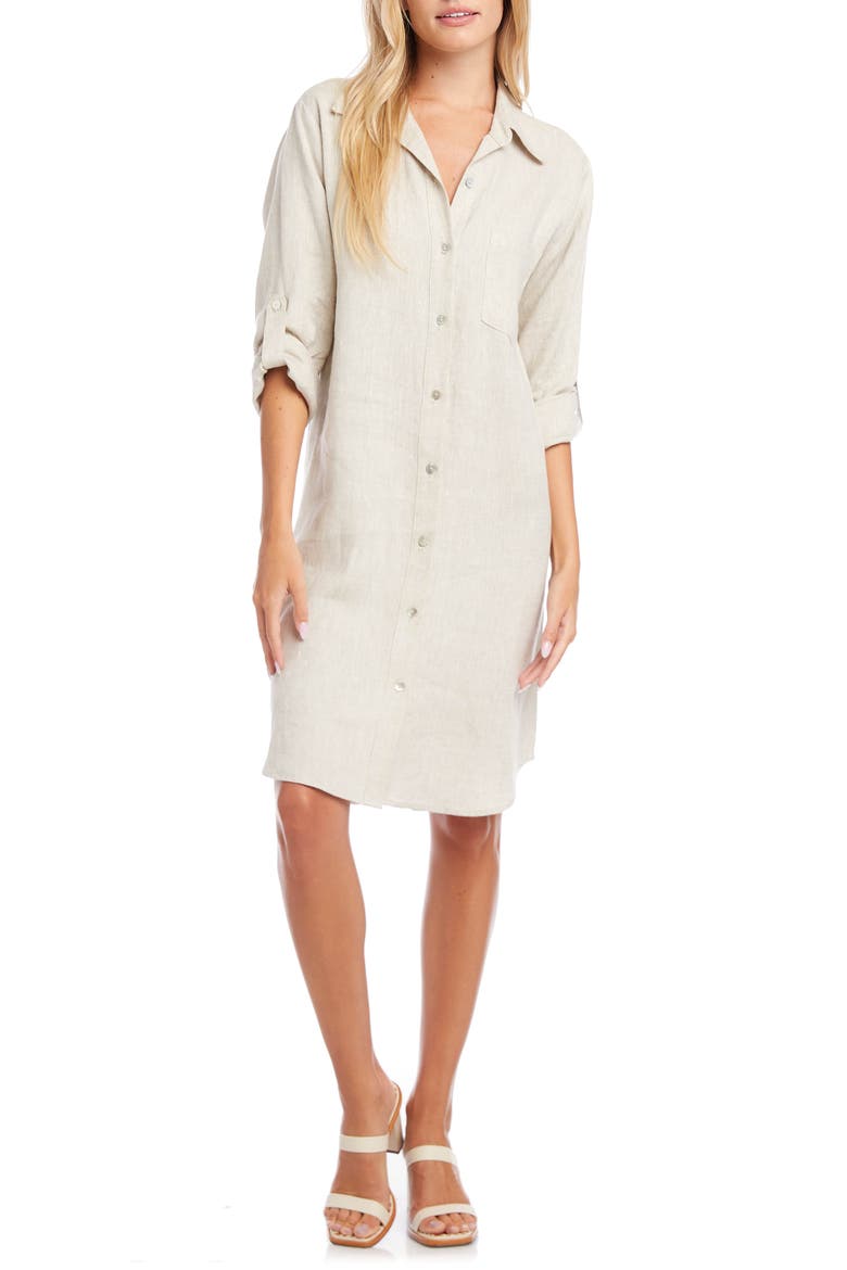 Linen Shirtdress, Main, color, OATMEAL