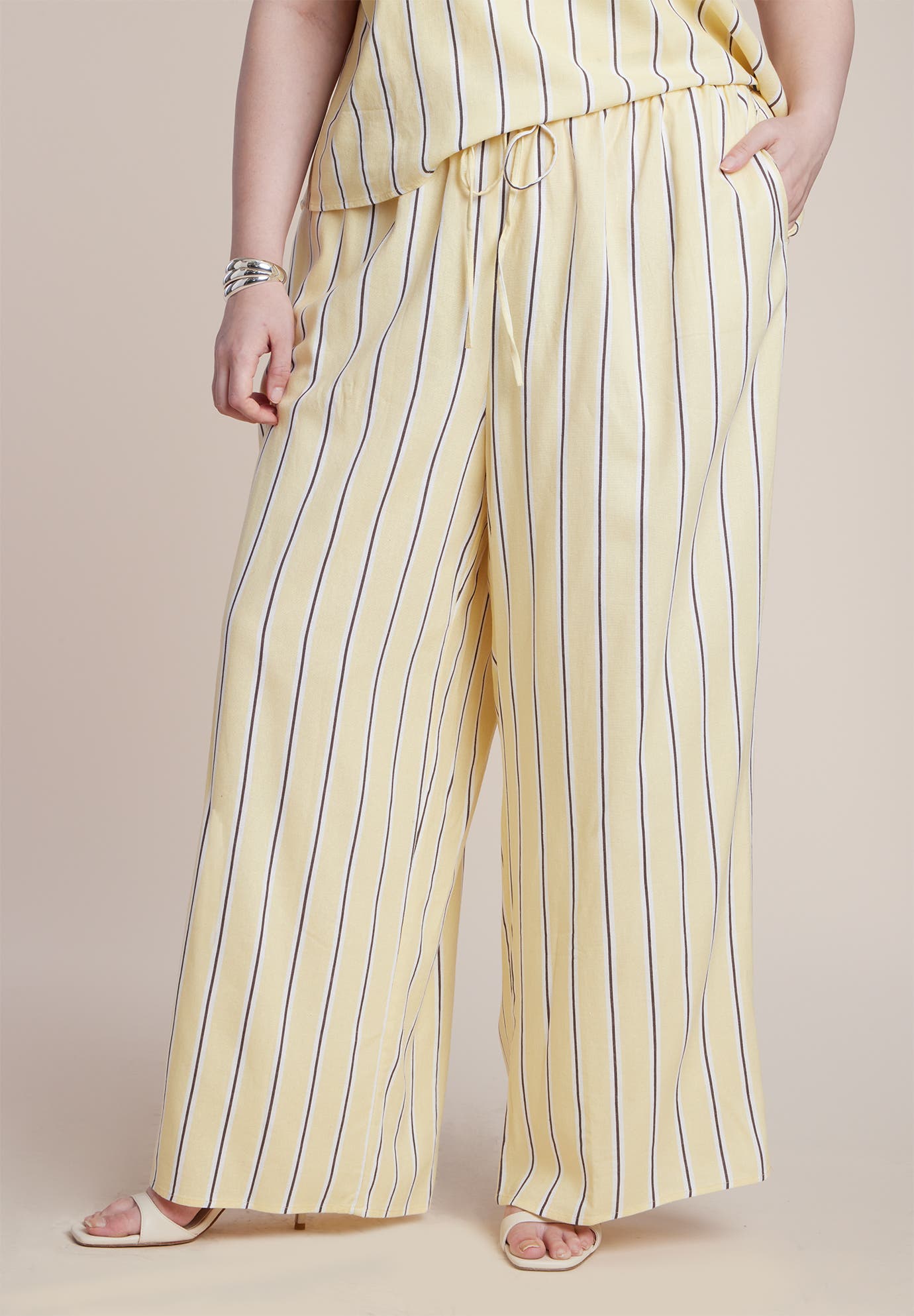 Drawstring Wide Leg Linen Pant - image 2