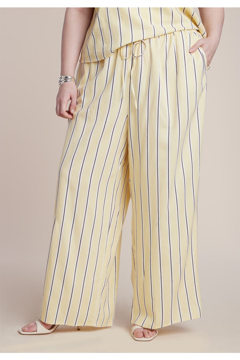 Drawstring Wide Leg Linen Pant, Alternate, color, SUNLIGHT STRIPE